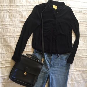 Anthropologie Maeve Black Cropped Blouse
